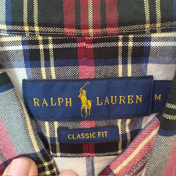 Ralph Lauren men's red plaid oxford classic fit button down Size M - Picture 4 of 6